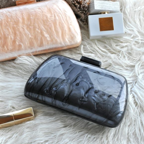 Acrylic Evening Clutch Bag With Detachable Chain Strap Marble Purse :v - Picture 2 of 6